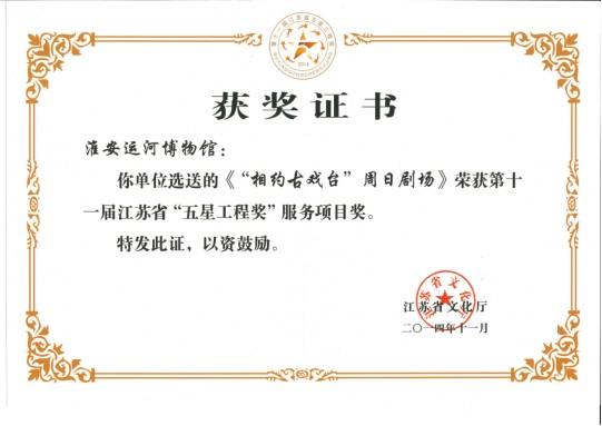 2014年度榮獲江蘇省“五星工程獎”服務(wù)項目獎